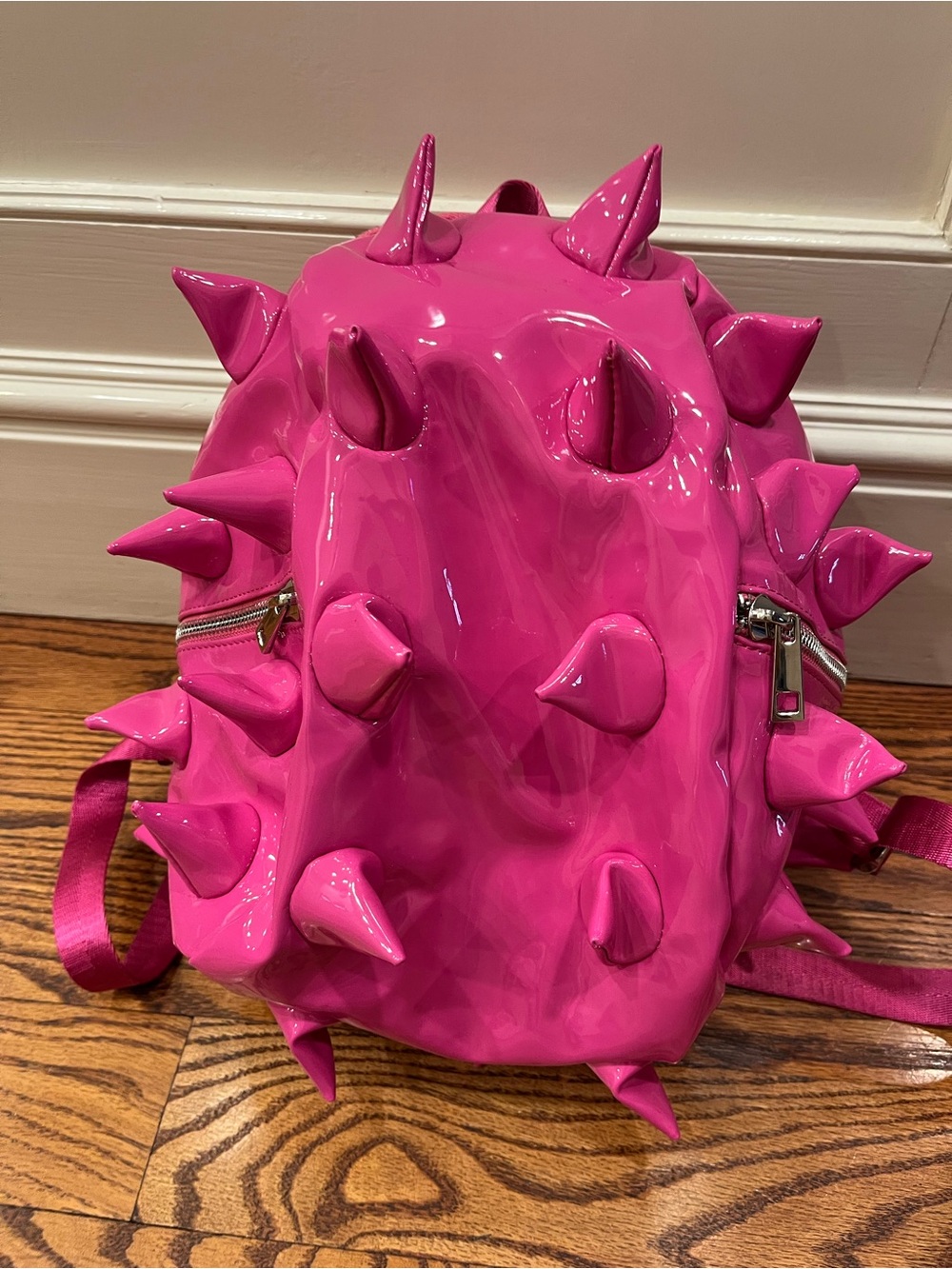 WIDOW Dolls Kill Hot Pink Patent Leather Spiky Backpack